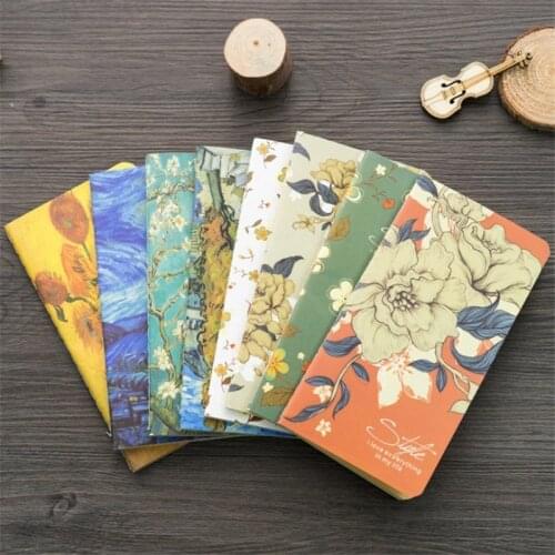 1 PC Kraft Paper Notebook Vintage Oil Painting Notepads School Stationary Supplies Creative Diary Planner Sketchbooks 016035