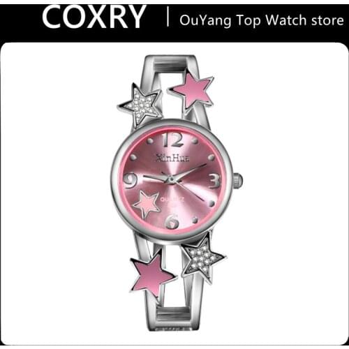 COXRY Stars Diamond Watch Woman No Clasp Bracelets For Women Watch Quartz Ladies Watches 2020 Stainless Steel Wrist Watch Clocks