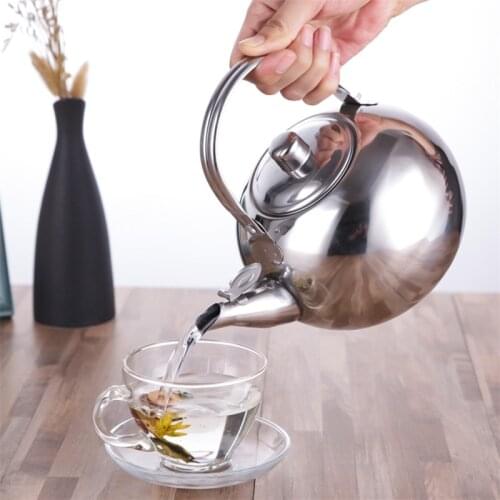 1/1.5./2L Stainless Steel Teapot Kettle with Tea Leaf Infuser Filter Coffee Maker Large Capacity Coffee Pot Kung Fu Teaware