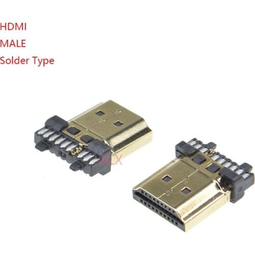 10PCS HDMI Male plug connector 19PIN 19P Gold-Plated hd 19 PIN Solder type