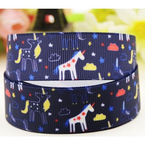 22mm 25mm 38mm 75mm Unicorn Cartoon pattern printed Grosgrain Ribbon party decoration 10 Yards X-04093