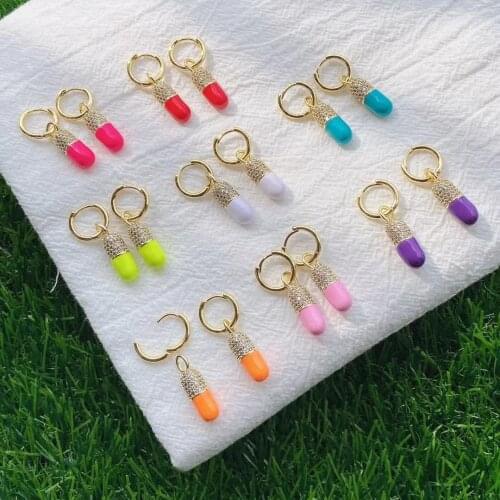 3 Pairs, New Crystal Enamel Capsule Drop Earrings Lovely Pills Dangle Earrings For Women Girl Unique Fashion Jewelry