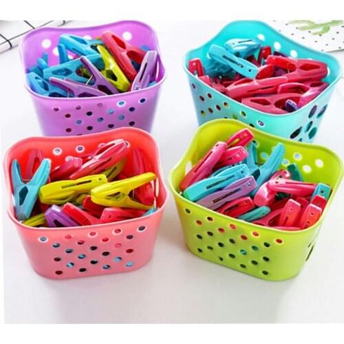 30 pieces of plastic clips with storage basket, clothes drying clip, windproof clip, underwear, socks, clothespin