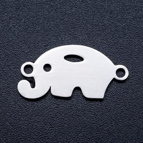 5pcs/lot 316L Stainless Steel Baby Elephant DIY Connector Charm Wholesale Pendants for Necklaces Jewelry Making Charms