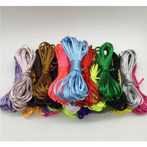 50bag 12m/pcs 10pcs/bag Soft Satin Nylon MultiColor Cord Solid Rope For Jewelry Making Beading 2.5mm DIY Necklace Pendant