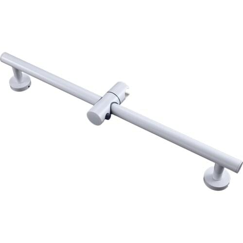 White Stainless Steel Slide Bars with All Brass Handheld Shower Bracket Height and Angle Adjustable