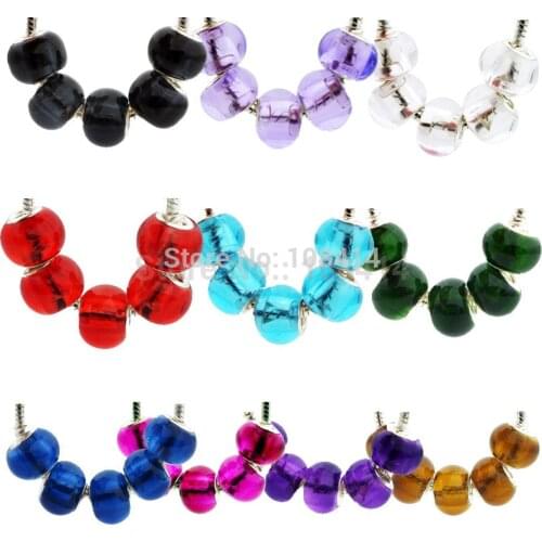 5PCS/Lot DIY Jewelry Making Big Hole Crystal Murano Glass Beads Charms fit for Pandora or Troll Bracelet and Necklace Chain
