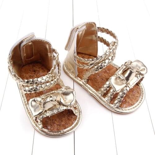 Baby Girls Sandals Infant Kid Sandals Shoes For 0-18M Woven Belt Toddler Bowknot Soft Sole First Walkers Shoes