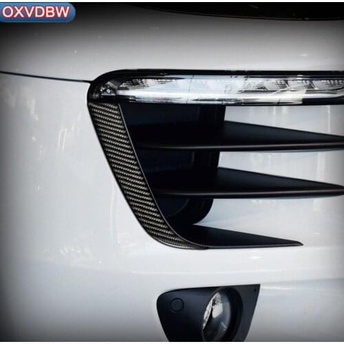 For porsche macan 2014-2020 Front Headlight Eyebrow Trim Strips exterior Modified Accessories Carbon Fiber Stickers Car Styling