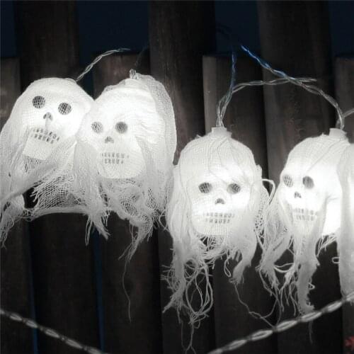 Halloween Fairy Lights 2.5M 10 LEDs Skull Decorative String Lights Battery Operated for Garden Party Festival Indoor Outdoor Use