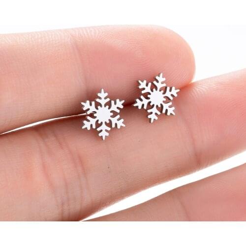 Hfarich Extremely Cute Pure Snowflake Small Earrings Boucle D'oreille Christmas White Snow Earings for Women