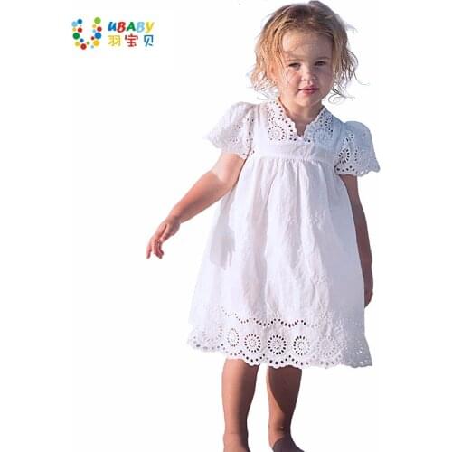 Cotton Child Girl Dress Kids 2020 Summer Cute Embroidered Children Clothes White Princess Korean Cotton Thin Dress For Age 3-10