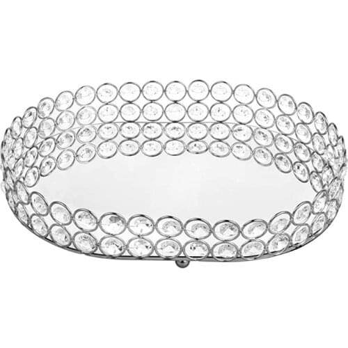 Crystal Cosmetics Perfume Decoration Tea Light Gorgeous Jewelry Small Ornaments Mirror Tray For Dresser Storage Bathroom