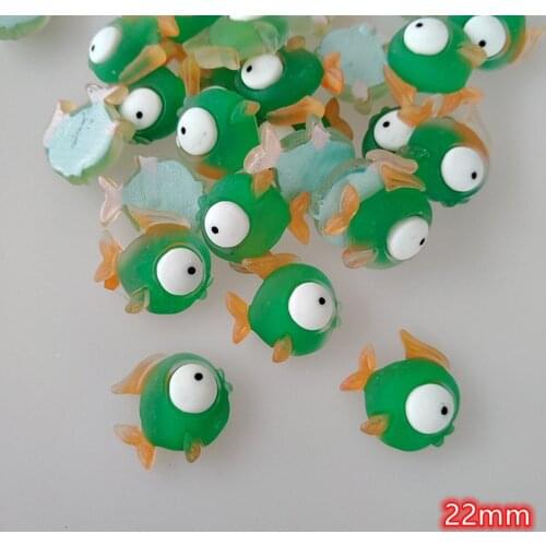 Cabocohons Green Fishes 20pcs cute Animals Flat back Resin Cabochon Kawaii Scrapbook Craft DIY Hair Accessories Decor