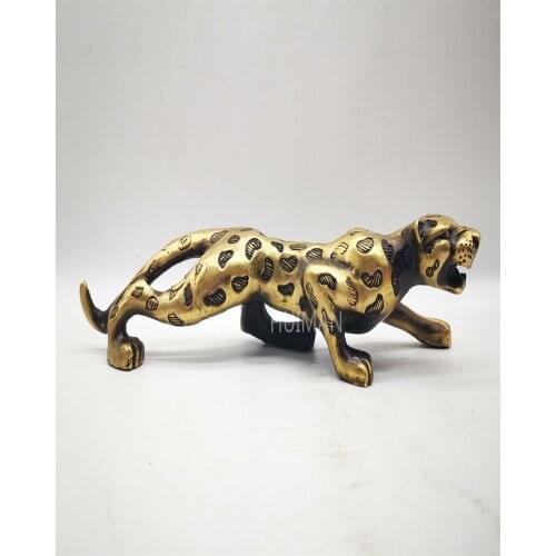 China Brass Statue Luck Wealth Leopard Metal Crafts Home Decoration