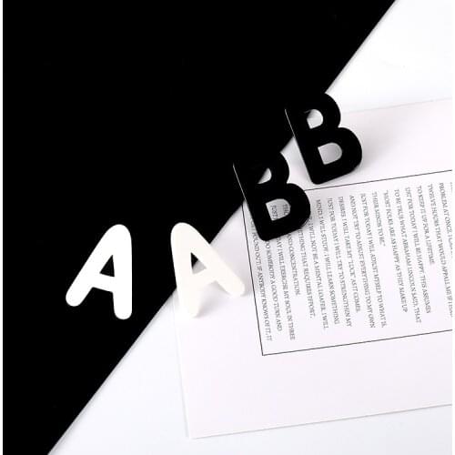 Korean Version Black and white Acrylic Letter Temperament Earrings Manufacturers Wholesale