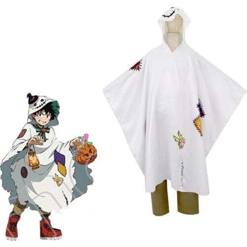 My Hero Academia Cosplay Costume Anime Boku No Hero Academia Midoriya Izuku Cloaks Halloween Capes for Men / Cloak + Pants + Tie