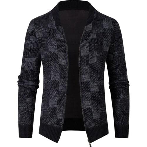 2021 Brand clothing Male high quality Thickening warm Knitted Jackets/Mens Slim fit Stand collar Leisure Coats/Man Casual jacket