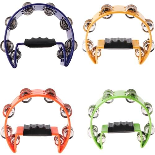 Hand Held Grip Tambourine Jingles Rattle Shaker Musical Toy, 9inch