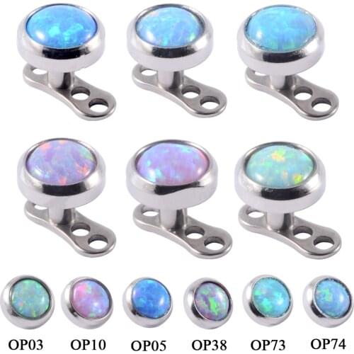 Set Opal Dermal Anchor Surgical Steel Internally Threaded Surface Barbell Micro Tattoo Unisex Fashion Piercing Body Jewelry 14G