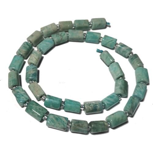 Natural Blue Amazonite Stone Beads Loose Faceted Cylinder Gemstone Spacer Beads For Jewelry Making DIY Bracelet Accessories