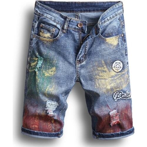 2021 New Denim Straight Slim Fit Jeans Pants Good Quality Men Ripped Jeans for Men Vintage Male Clothing Ripped Jeans Shorts