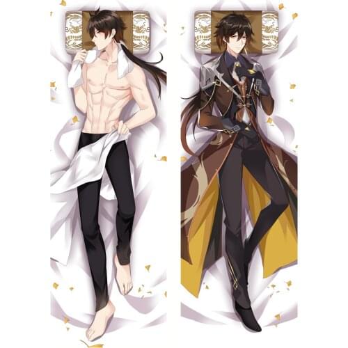 New Design Game Genshin Impact Zhongli Dakimakura Male Otaku Hugging Body Pillow Case Pillowcase Cover Home Bedding Decorative