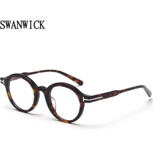 Swanwick optical spectacle frames round glasses for women acetate vintage style men handmade transparent black high quality