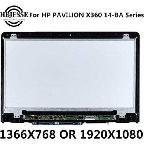 Original 14'' IPS LCD Touch Screen Digitizer Assembly+Frame B140XTN02.E N140HCE-EBA for HP PAVILION X360 14M-BA 14-ba series