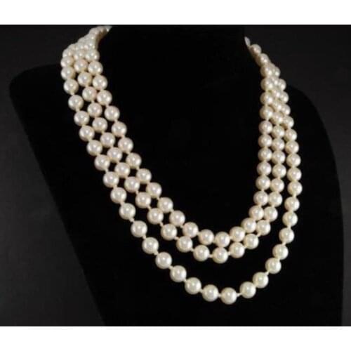 First Lady Triple Strand real White Pearl Necklace 17-19"