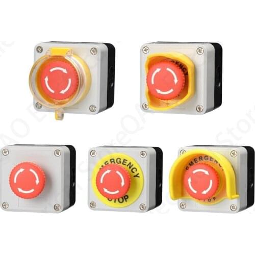 Emergency stop button switch control box with protective cover elevator rotating emergency stop outdoor waterproof metal button