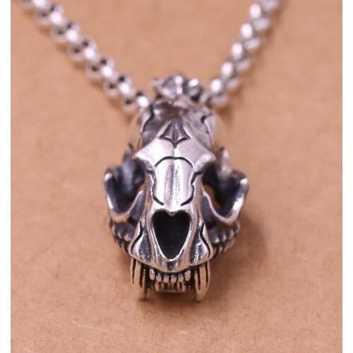 BOCAI real S925 sterling silver pendant jewelry Thai silver personality sabertooth tiger skull creative domineering pendant