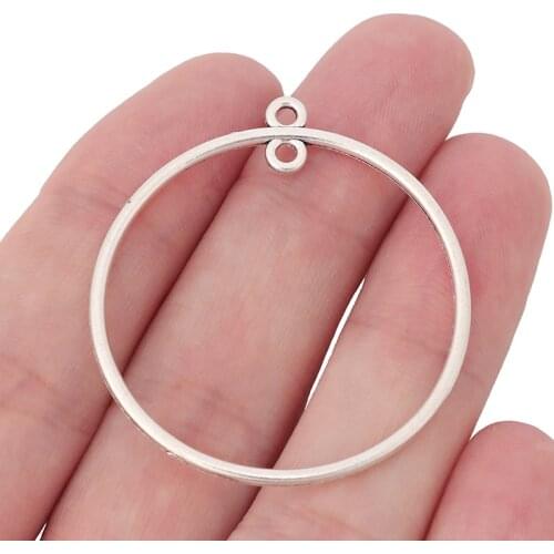 10 x Tibetan Silver Large Open Round Circle Charms Pendants for Earring Jewelry Making Findings 39x39mm