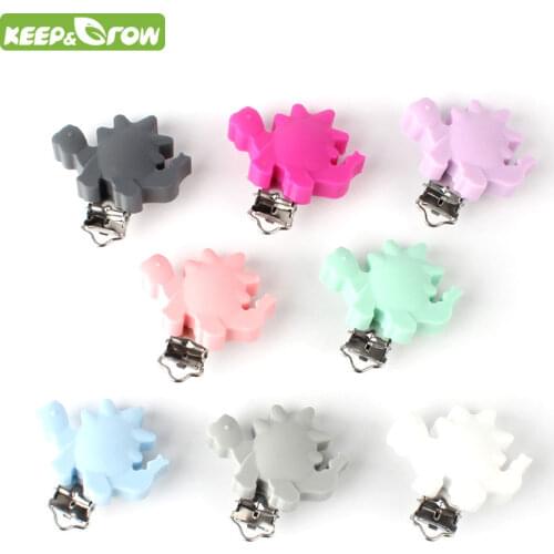 KEEP&GROW Dinosaur Silicone Pacifier Clips Silicone Pacifier Chain Making Accessories Baby Teething Toys Nursing Nipple Holder