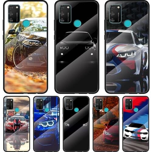 Blue Red Cool Car Tempered Glass Cover For Honor 30 20 10 9X 8X Pro Plus Lite Silicone Phone Case Coque