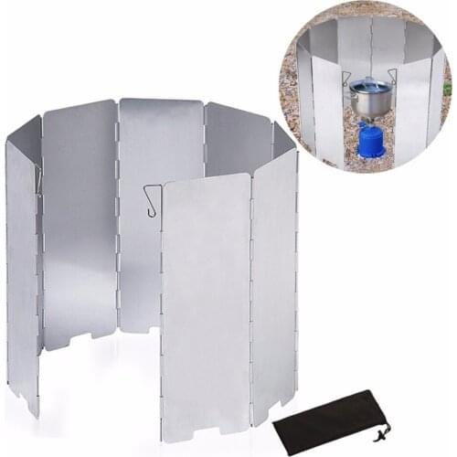 Foldable 9 Plates Outdoor Camping Cooker BBQ Gas Stove Wind Shield Screen Picnic Outdoor Wind Screen Practical Camping Equipment