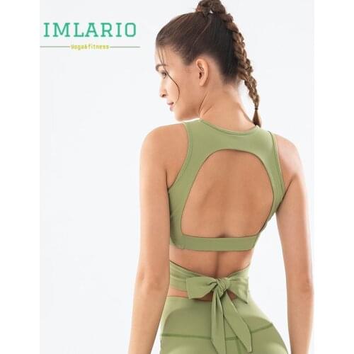 Imlario Flowy Strap Tie Athletic Fitness Bra Open Back Women Gym Bodybuilding BrasTank High Impact Aerial Yoga Dance Crop Top