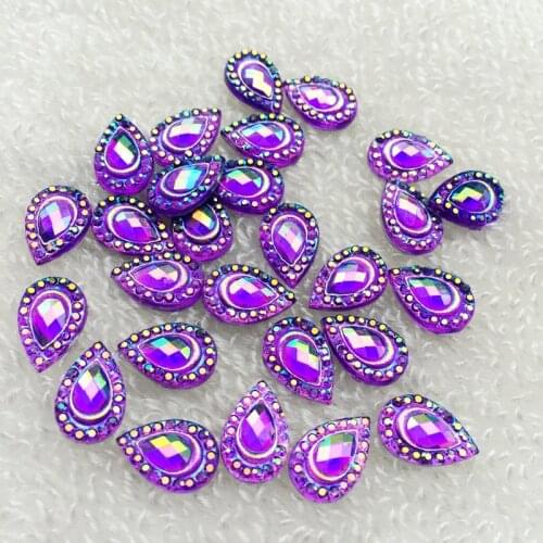 DIY 100pcs 8*12mm Drop AB Flat-back rhinestone Stone Crystal for Wedding decoration Crafts Clothing accessories buttons A481