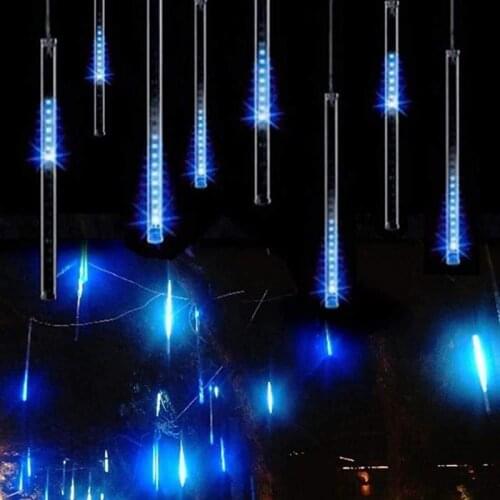 LED Meteor Shower Rain Lights Holiday String Lights 8 Tubes 144 Leds Icicle Snow Falling Lights For Xmas Party Rain Drop Lights
