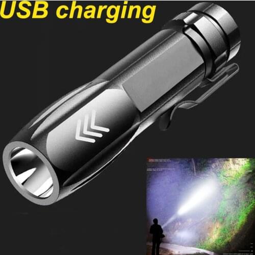 LED Flashlight USB Charging Super Bright Special Forces Shooting Small Mini Portable Multi-functional Household Durable Lamp