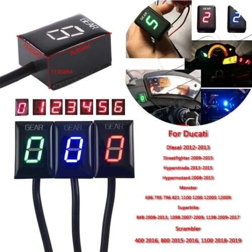 For Ducati 6 Speed LED Gear Digital Display Indicator Motorcycle Plastic Light Direct Plug-in Red/Blue/Green Monster Scrambler