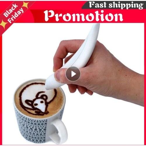 Creative Electrical Latte Art Pen For Coffee Cake Spice Pen Cake Decoration Pen Coffee Carving Pen Baking Pastry Tools Stencils
