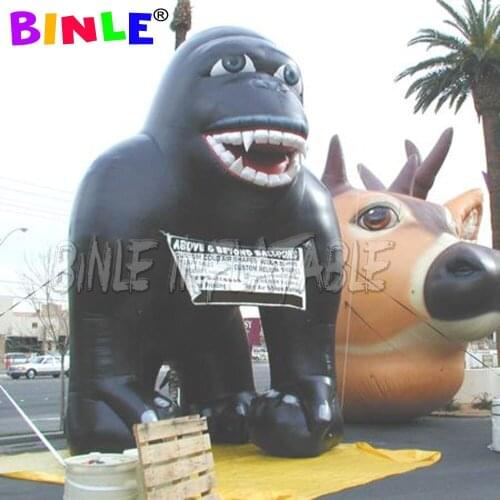 Outdoor realistic squatted Giant Inflatable gorilla Huge black wild monkey animal For Festival