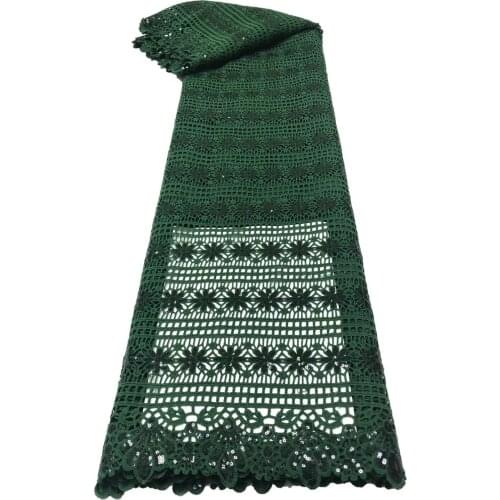 Green African French Guipure Cord Lace Fabric 2021 High Quality Water Soluble Lace With Sequins Nigerian Lace Fabrics For Dress