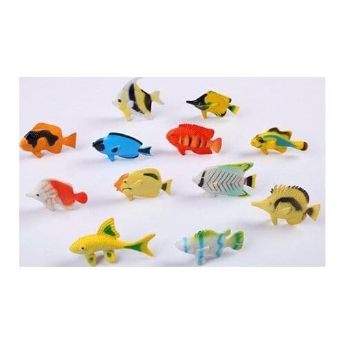 12pcs/set tropical fish figure simulation model toy PVC plastic doll ornaments suit childrens play toys for children