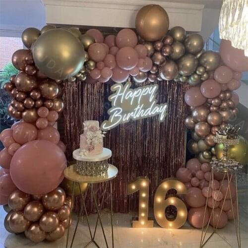 172Pc Retro Pink DIY Balloons Set 4D Rose Gold Metallic Chrome Gold Baloon Arch Garland Kit Weding Birthday Party Suppiles Globo