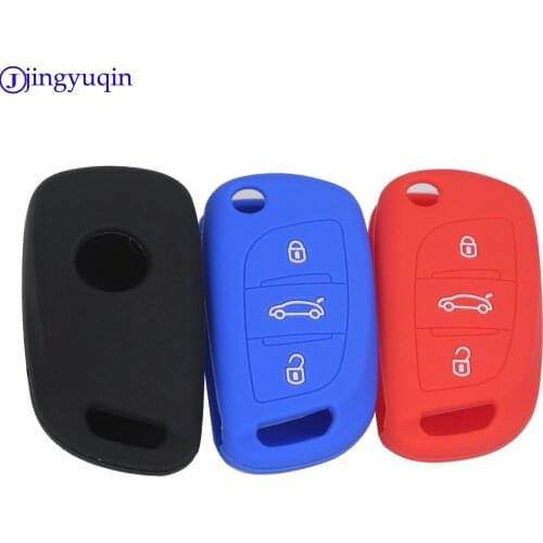 Jingyuqin 20pcs 3 Buttons Entry Remote Car Key Silicone Cover Case for Citroen DS3 DS4 DS5 DS6 Flip Floding Key Case FOB Styling
