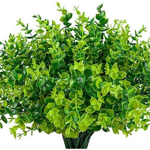 24 Pack Artificial Greenery Outdoor Plants Plastic Boxwood Shrubs Stems for Home Farmhouse Garden Office Wedding