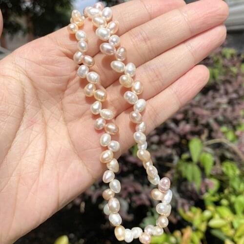 42cm Natural Freshwater Pearl Beads Necklace High Quality Choker Necklace for Women Summer Loose Spacer Beads Jewelry Gift