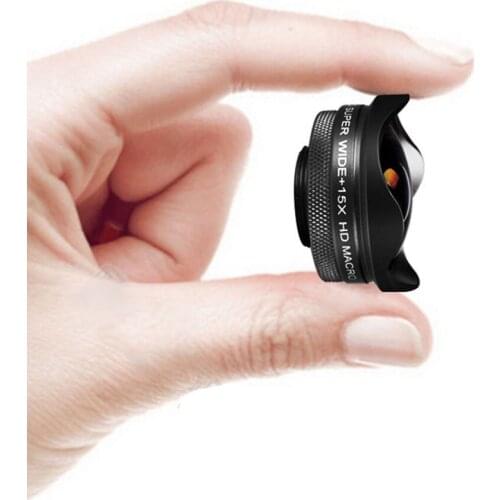 4K Ultra HD Smartphone Camera Lens 0.45X Wide-angle 15X Macro Phone Lens with Universal Clip for iPhone Samsung Huawei phones